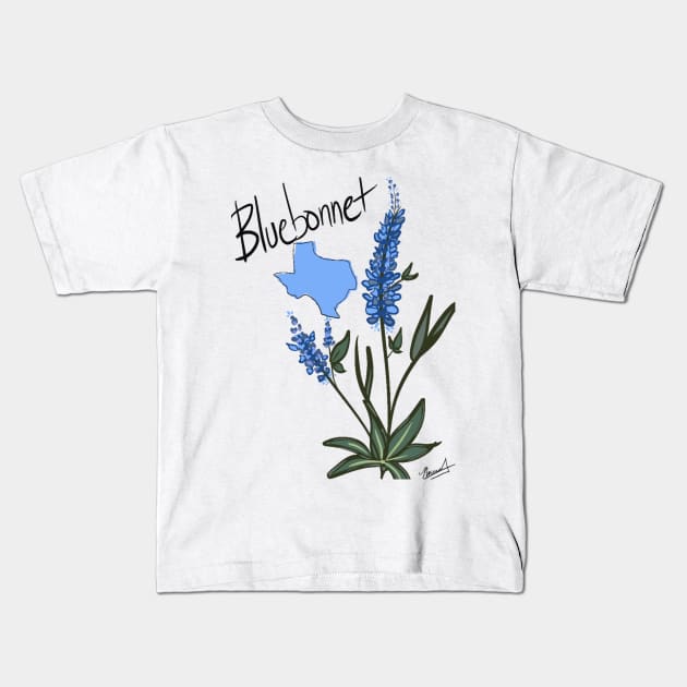 Bluebonnet Kids T-Shirt by JustNadia